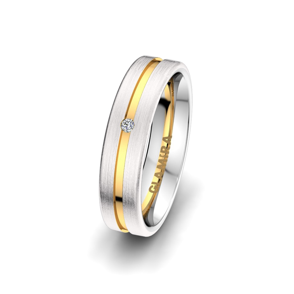 9k White & Yellow Gold Women's Wedding Ring Pure Love 5 mm