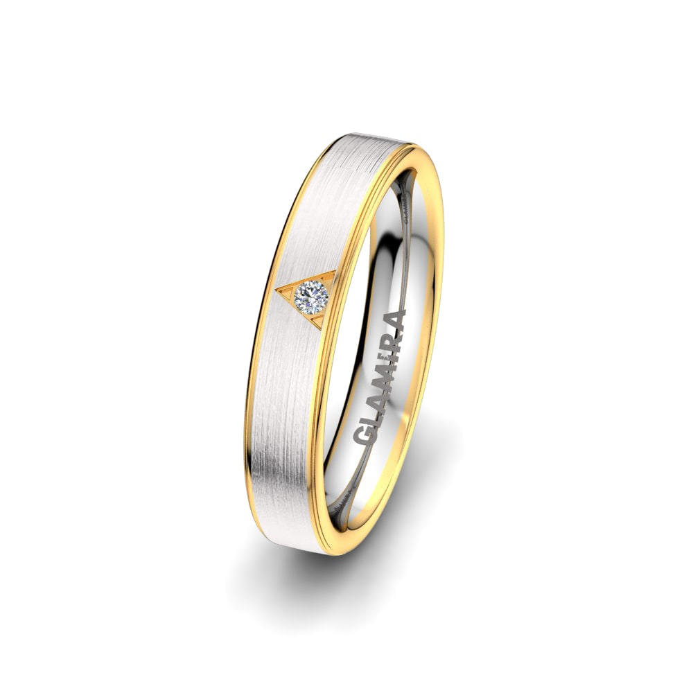 Or Blanc & Jaune 750 Diamant Alliance pour femme Elegant Reflection 4 mm
