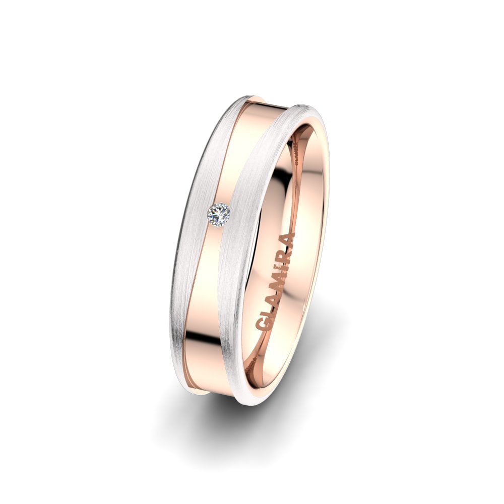 Weiß & Rotgold 585 Labor-gezüchteter Diamant Damen trauring Heavenly Blaze 5 mm