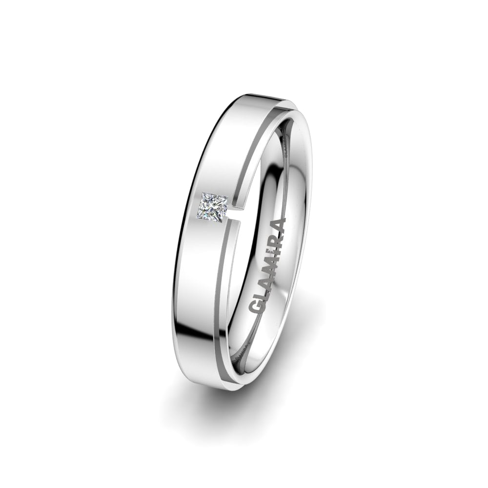 Paladio 950 Diamante cultivado en laboratorio Anillo Boda Mujer Charming Glow 4 mm
