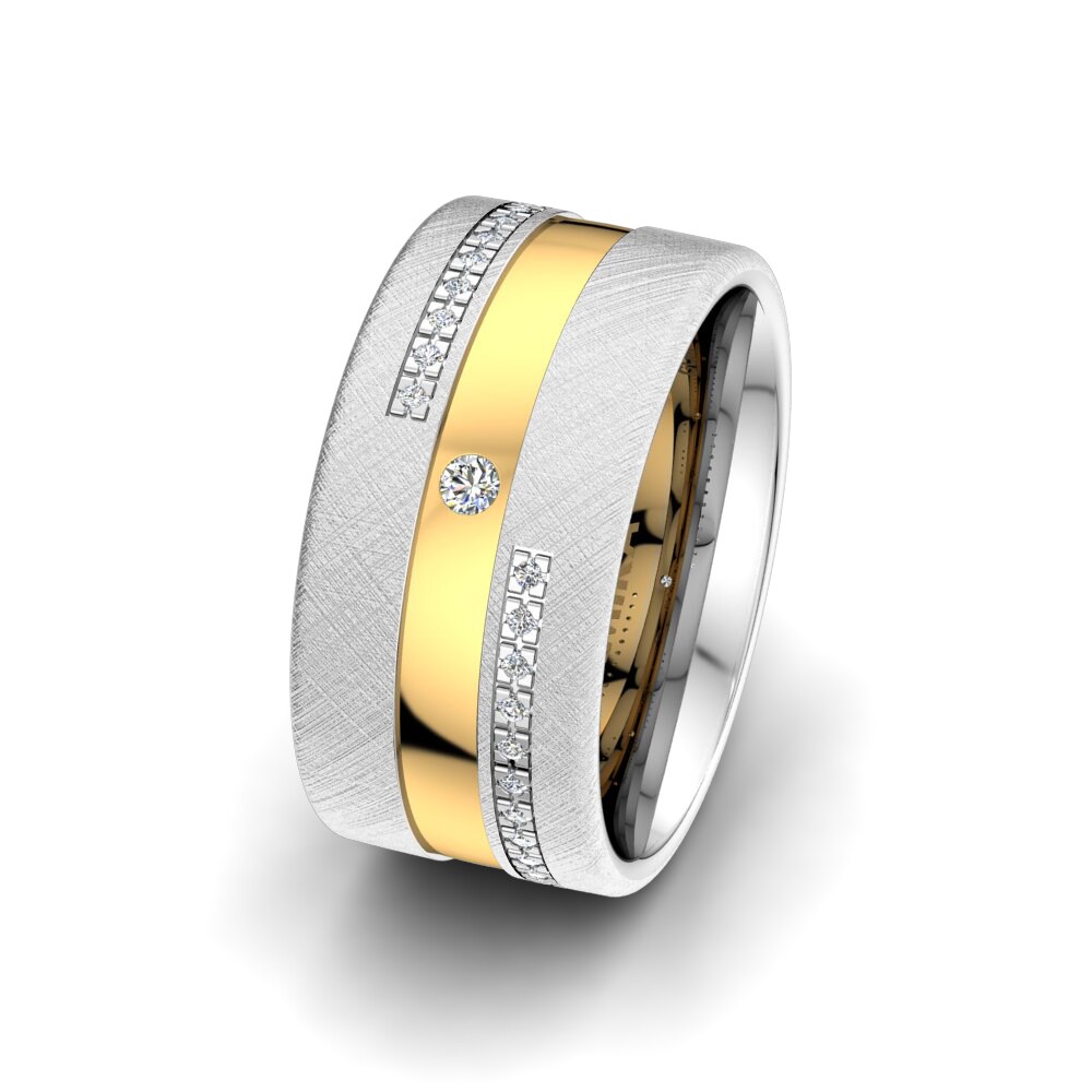 Bague Or Blanc 10 Carats Avec Zircone Cubique - Ronde, Réglable, 8 Mm - Pour Femme, Neuve Avec étiquettes