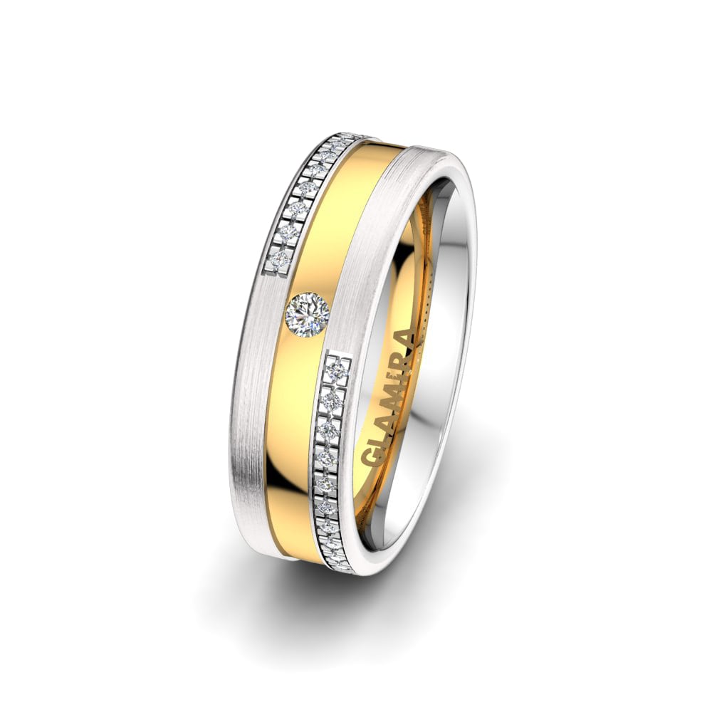 18ct White & Yellow Gold Women's Wedding Ring Alluring Choice 6mm