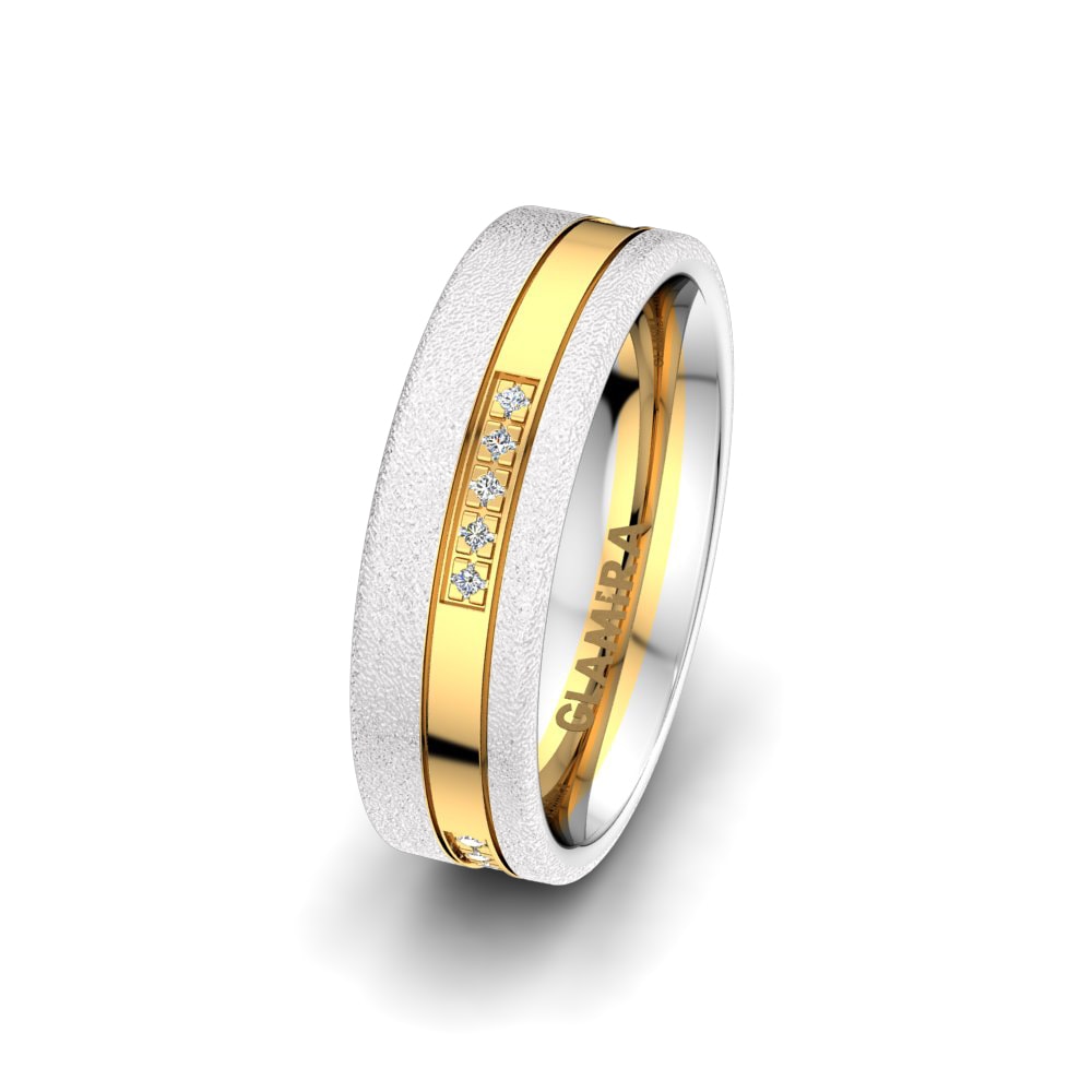18ct White & Yellow Gold Women's Wedding Ring Alluring Faith 6mm