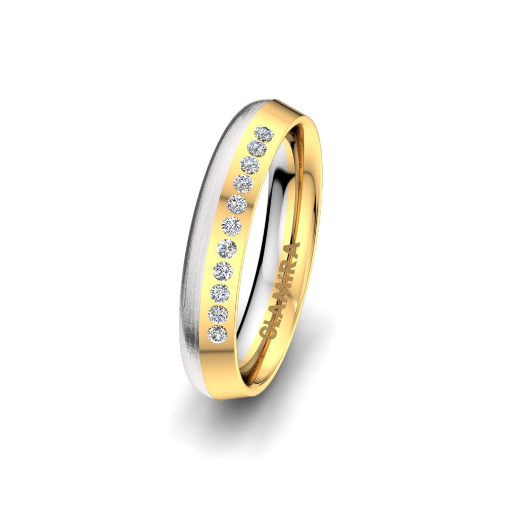 18ct White / Yellow Gold Lab Grown Diamond Women's Wedding Ring Bright Lightning