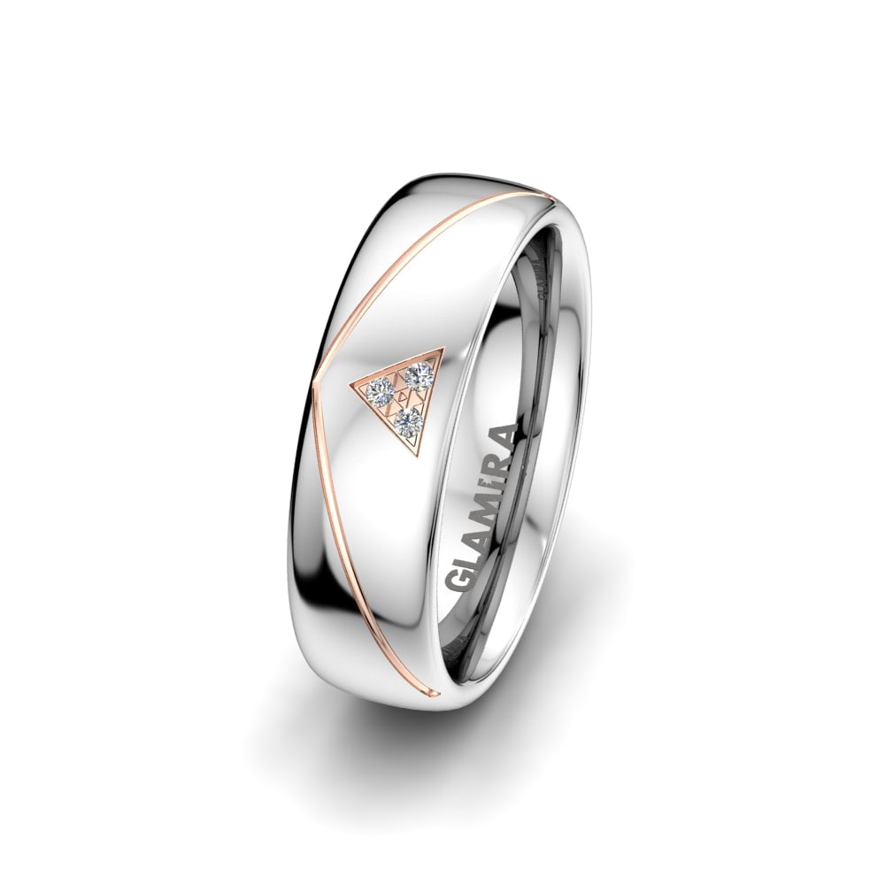 18ct White & Rose Gold Women's Wedding Ring Charming Element 6mm