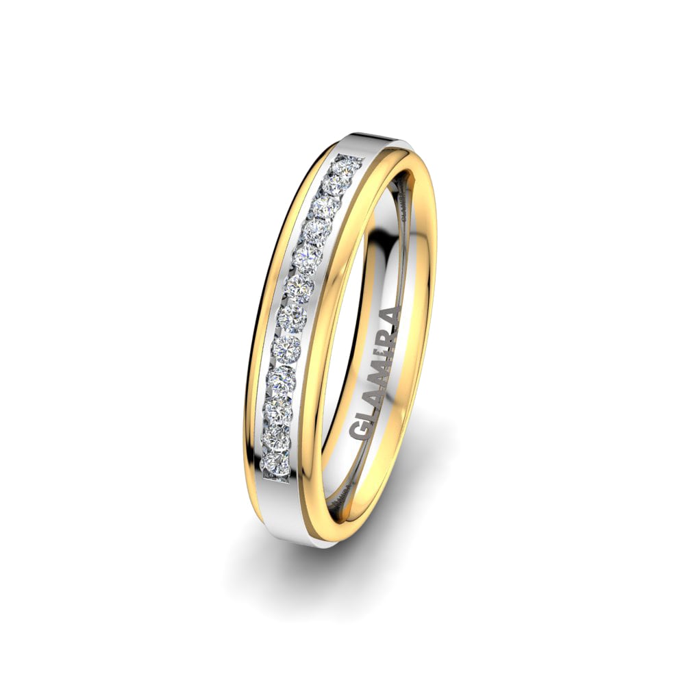 18ct White & Yellow Gold Women's Wedding Ring Alluring Chapter 4 mm