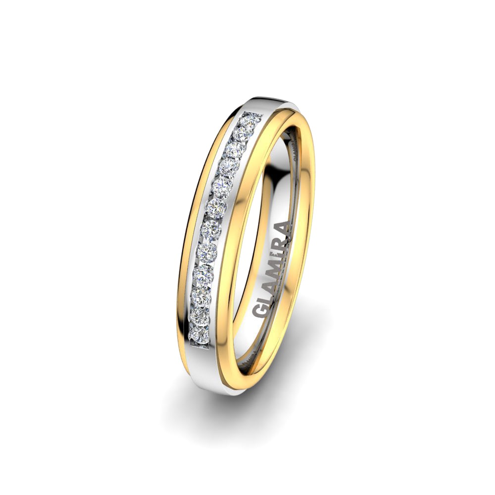 Fede Nuziale 4mm Uomo/donna 18 Carati Placcata Oro Con Zirconi Bianchi