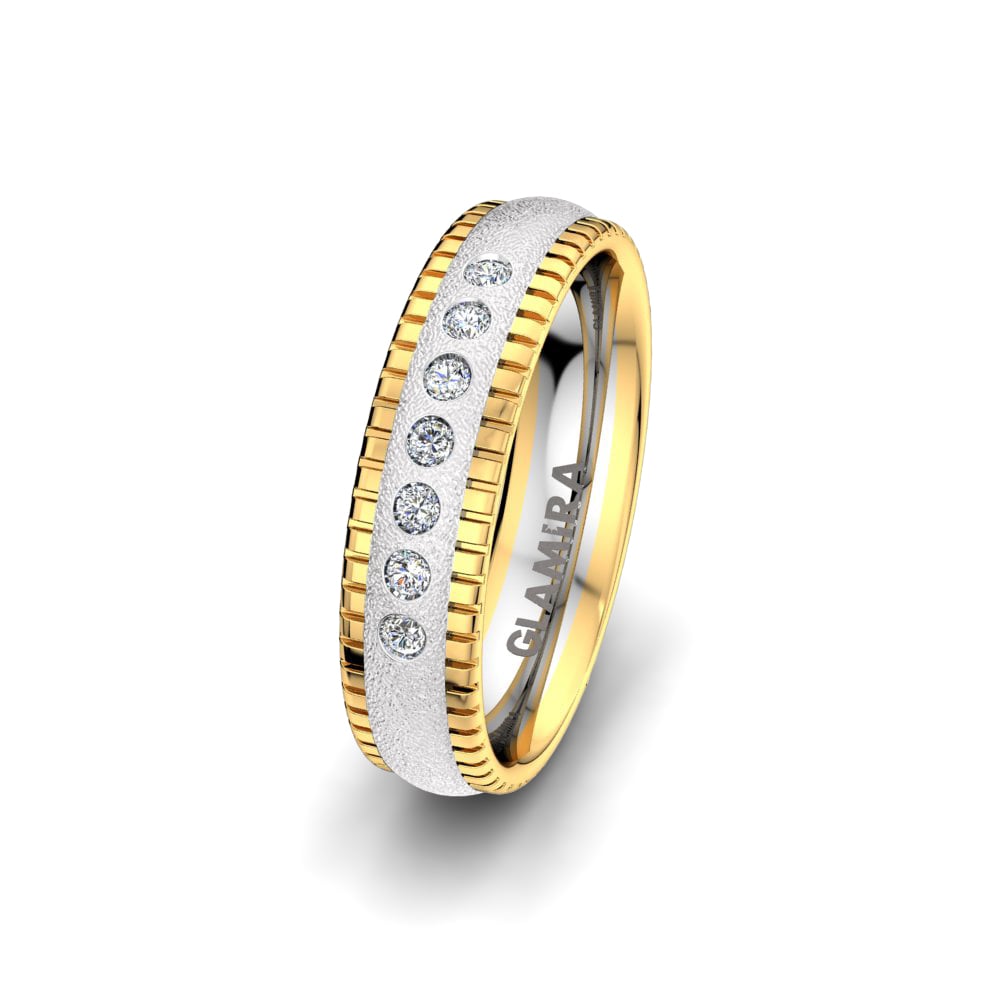 9k White & Yellow Gold Women's Wedding Ring Bright Jewel 5 mm
