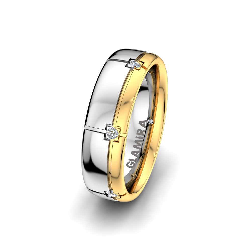 9k White & Yellow Gold Women's Wedding Ring Noble Rose 6 mm