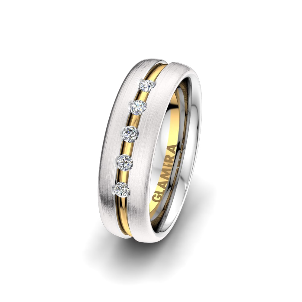 18ct White & Yellow Gold Women's Wedding Ring White Ease 6 mm