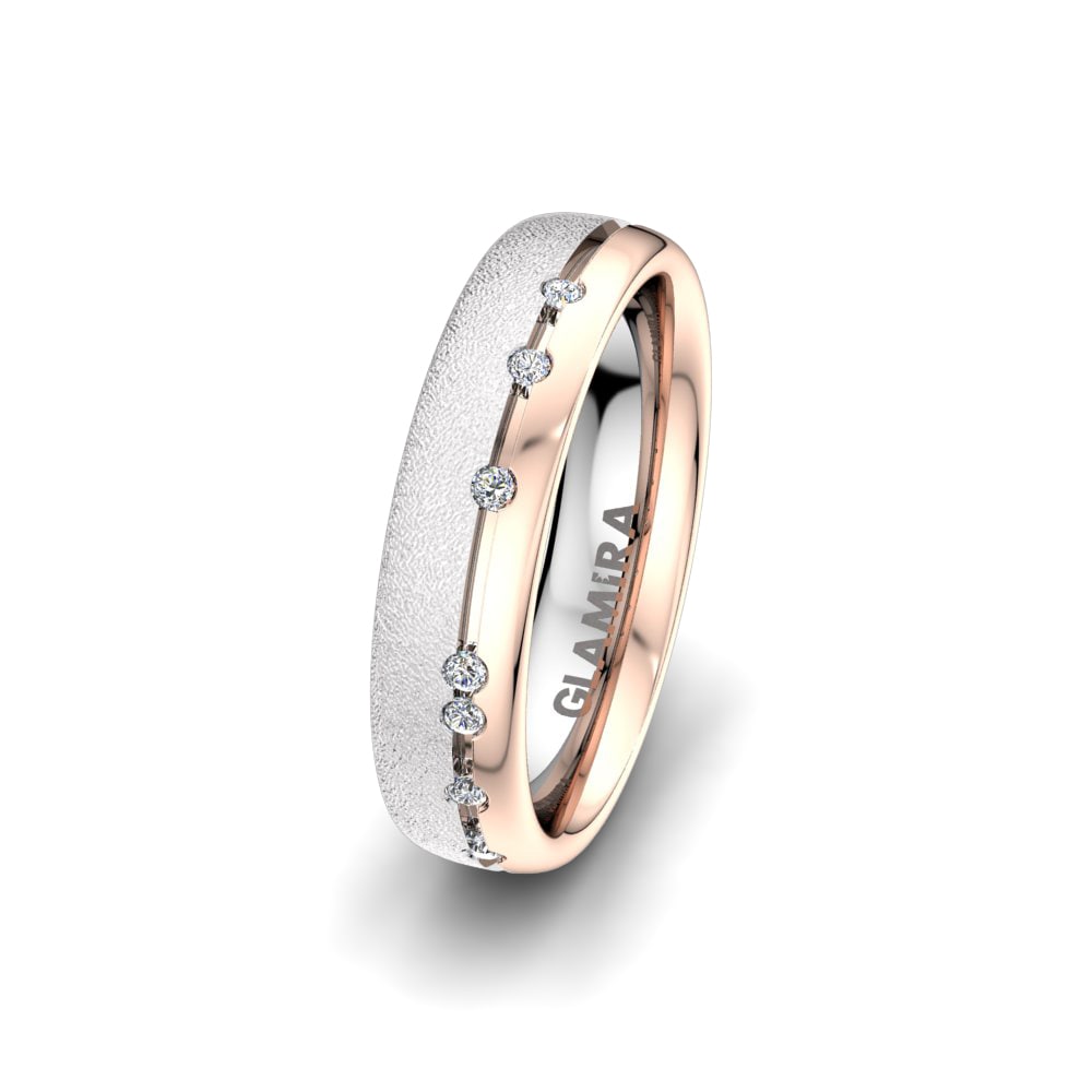 Weiß & Rotgold 375 Diamant Damen trauring White Fay 5 mm