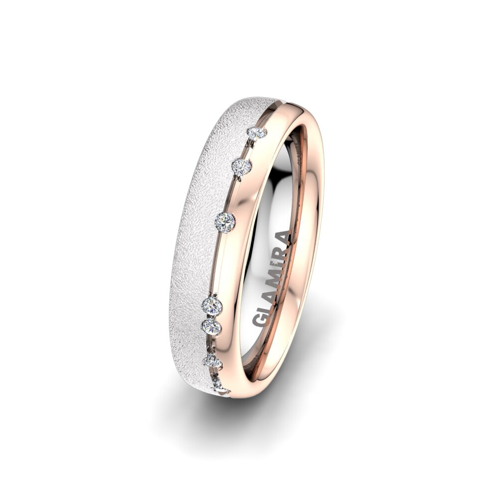Weiß & Rotgold 375 Labor-gezüchteter Diamant Damen trauring White Fay 5 mm