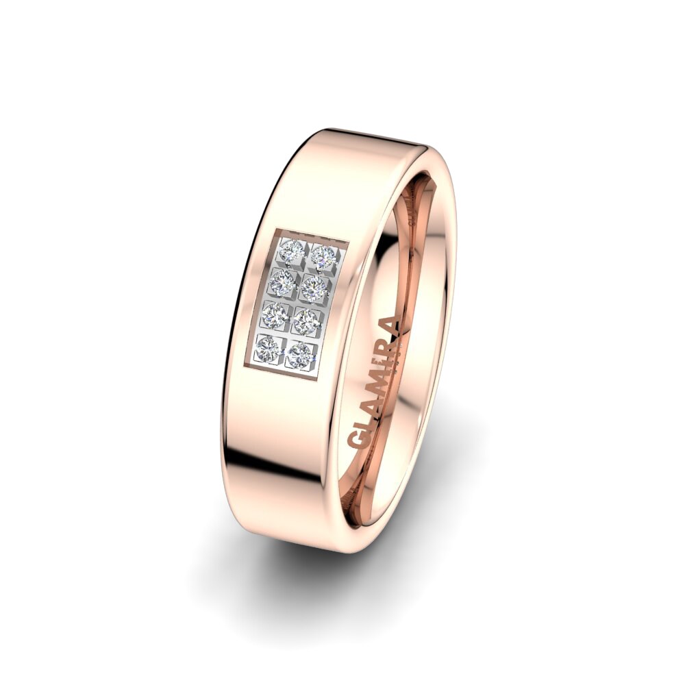 18k Rose & White Gold Women's Wedding Ring White Light 6 mm