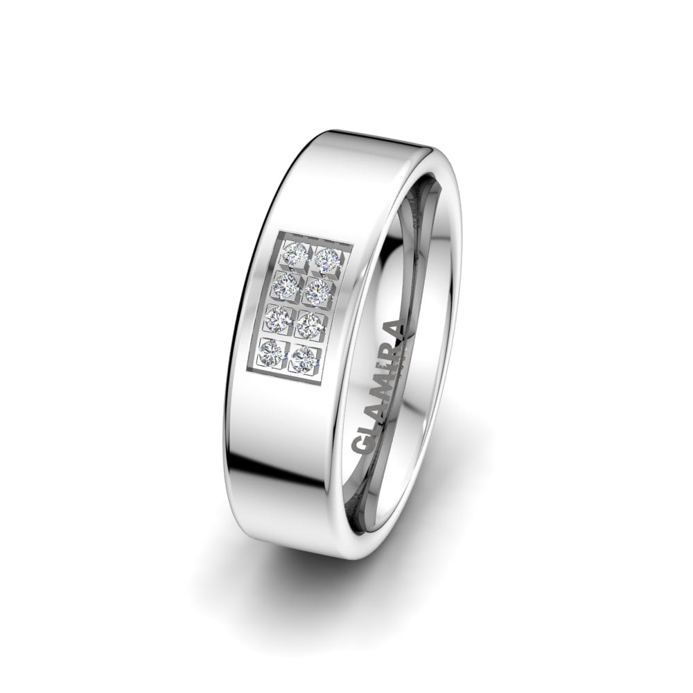 9k White Gold Women's Wedding Ring White Light 6 mm