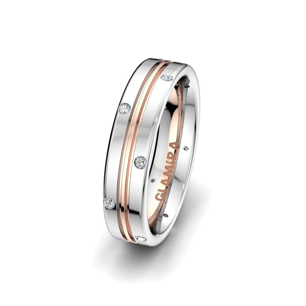 Weiß & Rotgold 585 Damen trauring White Magic 5 mm