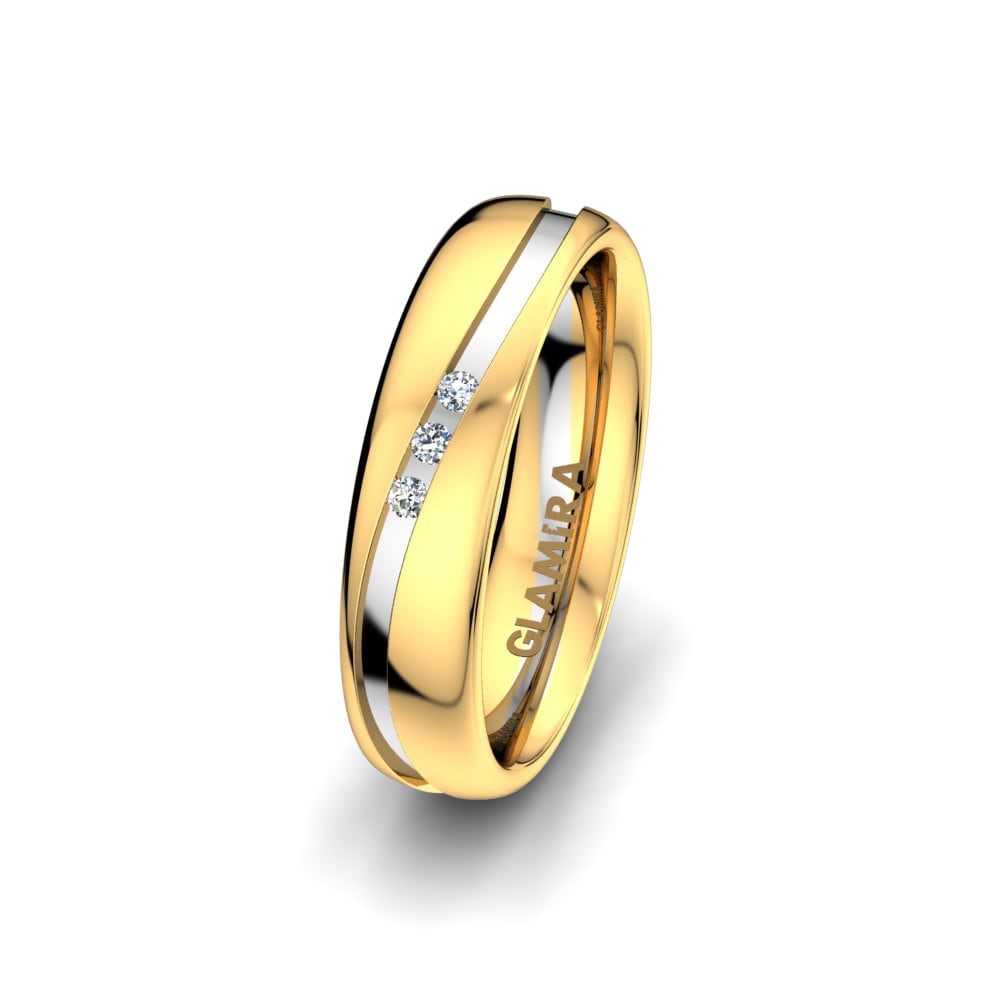 14ct Yellow & White Gold Zirconia Women's Wedding Ring Heavenly Sparkle 5mm