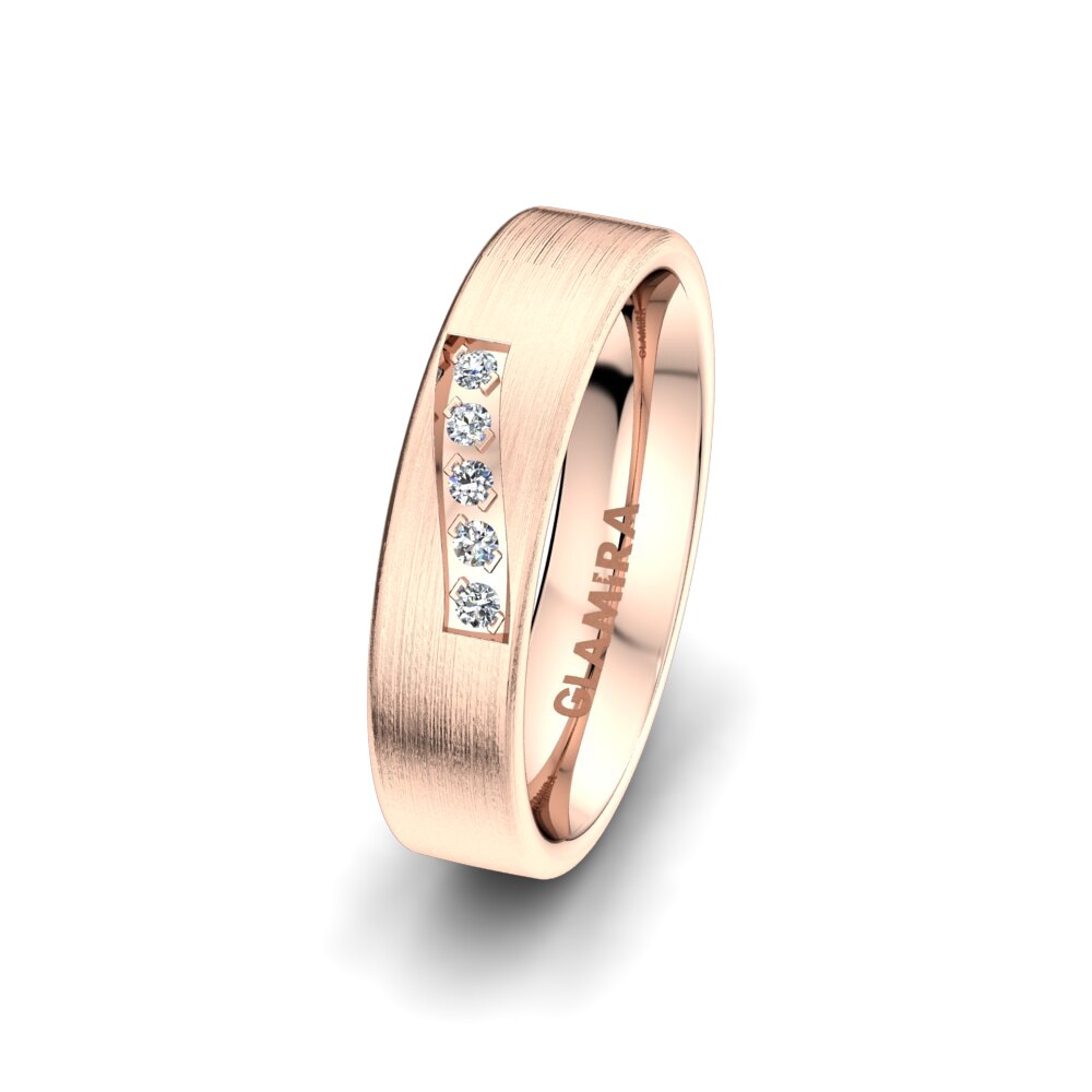 9k Rose Gold Women's Wedding Ring Pretty Shine 5mm