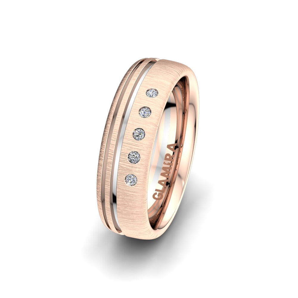 18k Rose & White Gold Women's Wedding Ring Immortal Secret 6mm