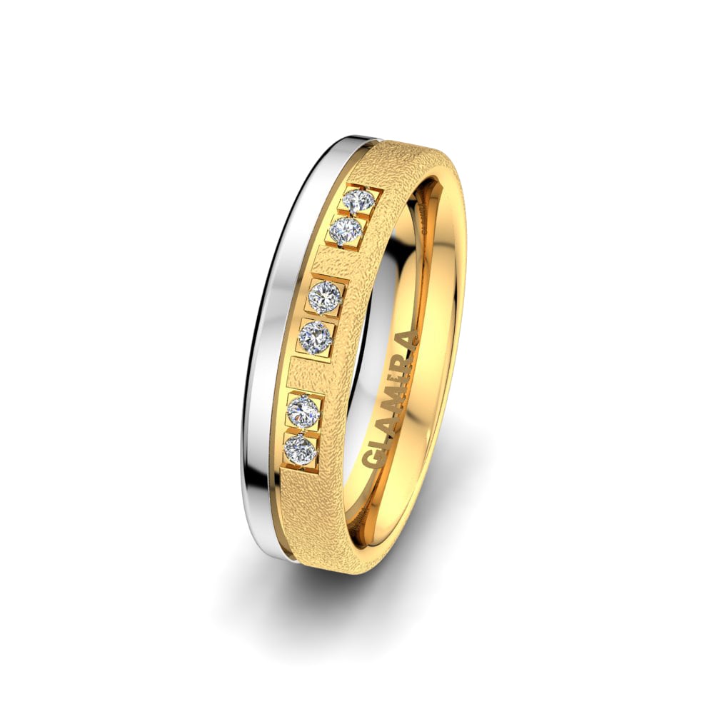 18k Yellow & White Gold Women's Wedding Ring Immortal Faith 5mm