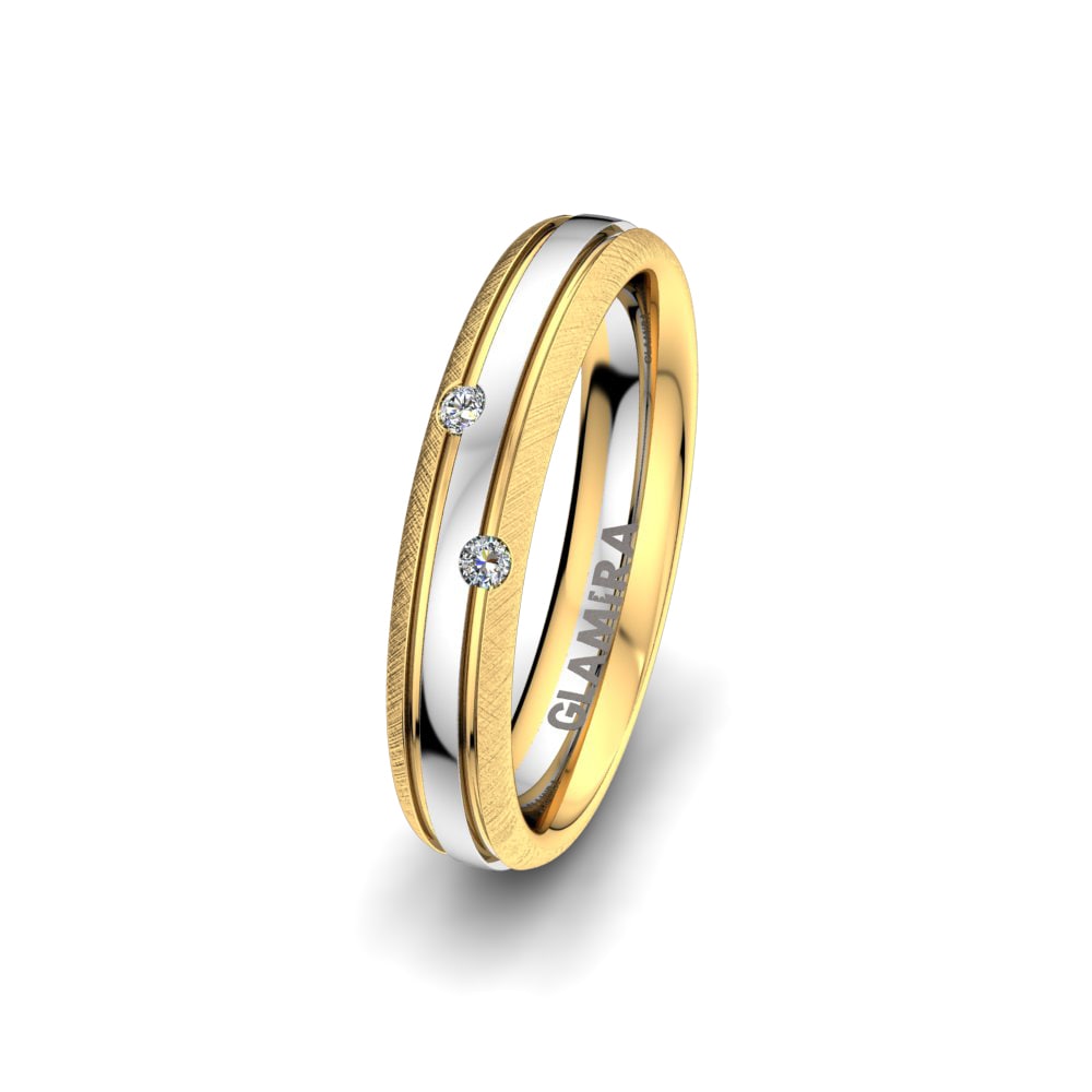 18ct Yellow & White Gold Lab Grown Diamond Women's Wedding Ring Charming Fate