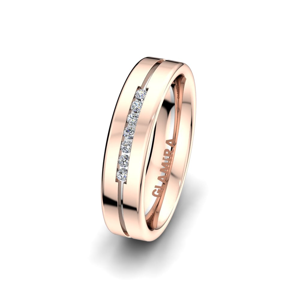 18k Rose & White Gold Women's Wedding Ring Bright Summer 5mm