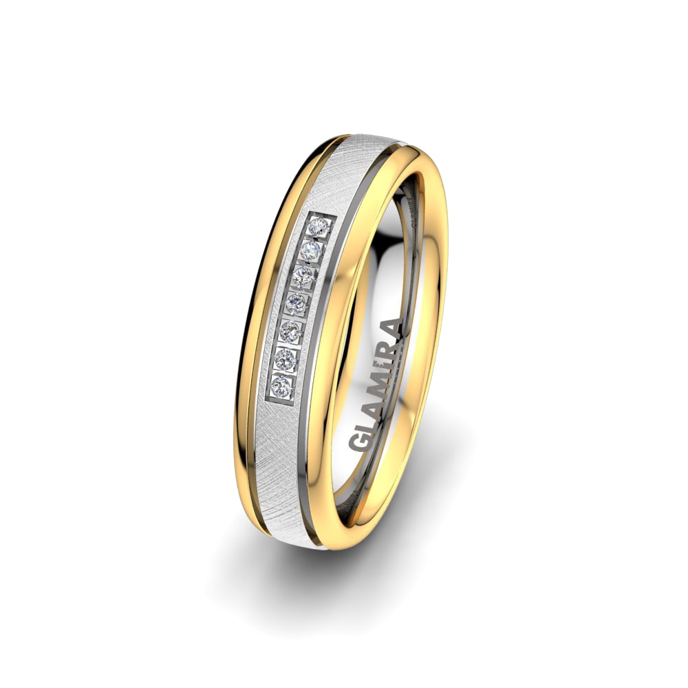 18ct White & Yellow Gold Women's Wedding Ring Bright Harmony 5mm