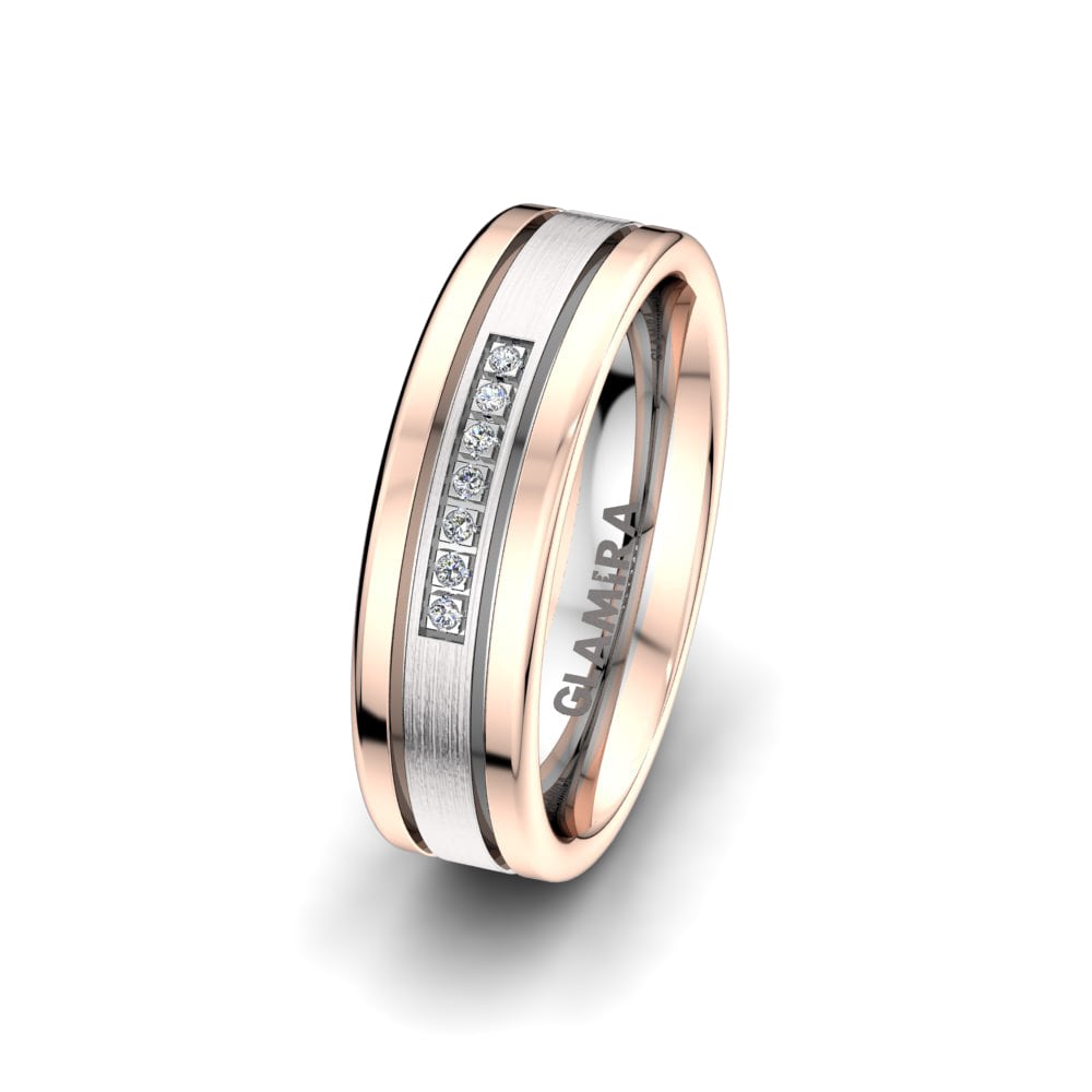 9ct White & Rose Gold Women's Wedding Ring Bright Harmony 6mm