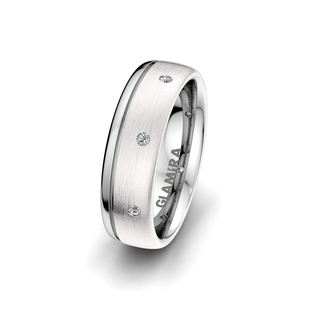 9k White Gold Women's Wedding Ring Bright Flash 6mm