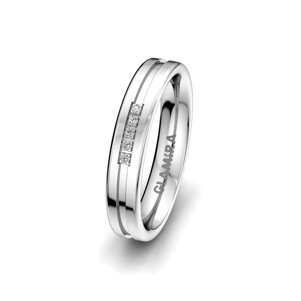 9k White Gold Women's Wedding Ring Alluring Road 4 mm