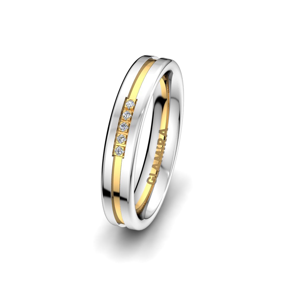18k White & Yellow Gold Women's Wedding Ring Alluring Road 4 mm