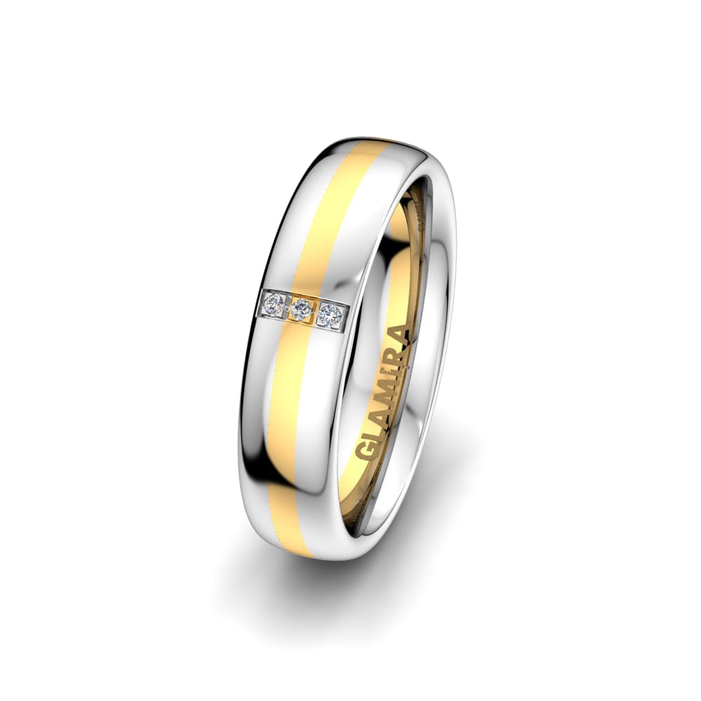 18ct White & Yellow Gold Women's Wedding Ring Bright Heart 5 mm