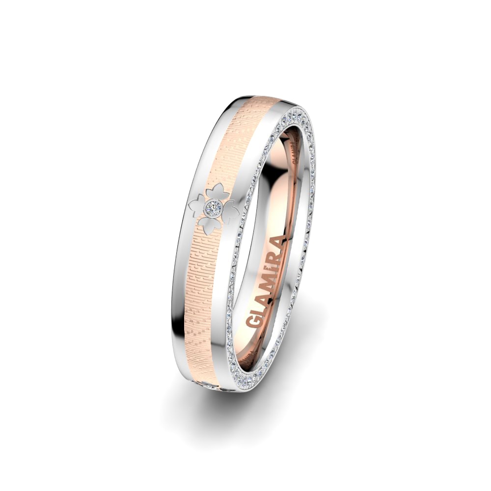 Or Rose & Blanc 14k Alliance pour femme Amazing Line 4 mm