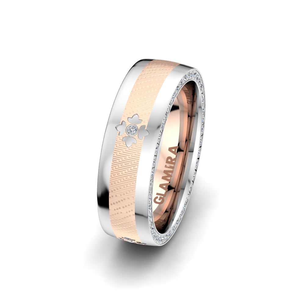 Anillo Boda Mujer Amazing Line 6 mm 14k Oro Rosa & Blanco