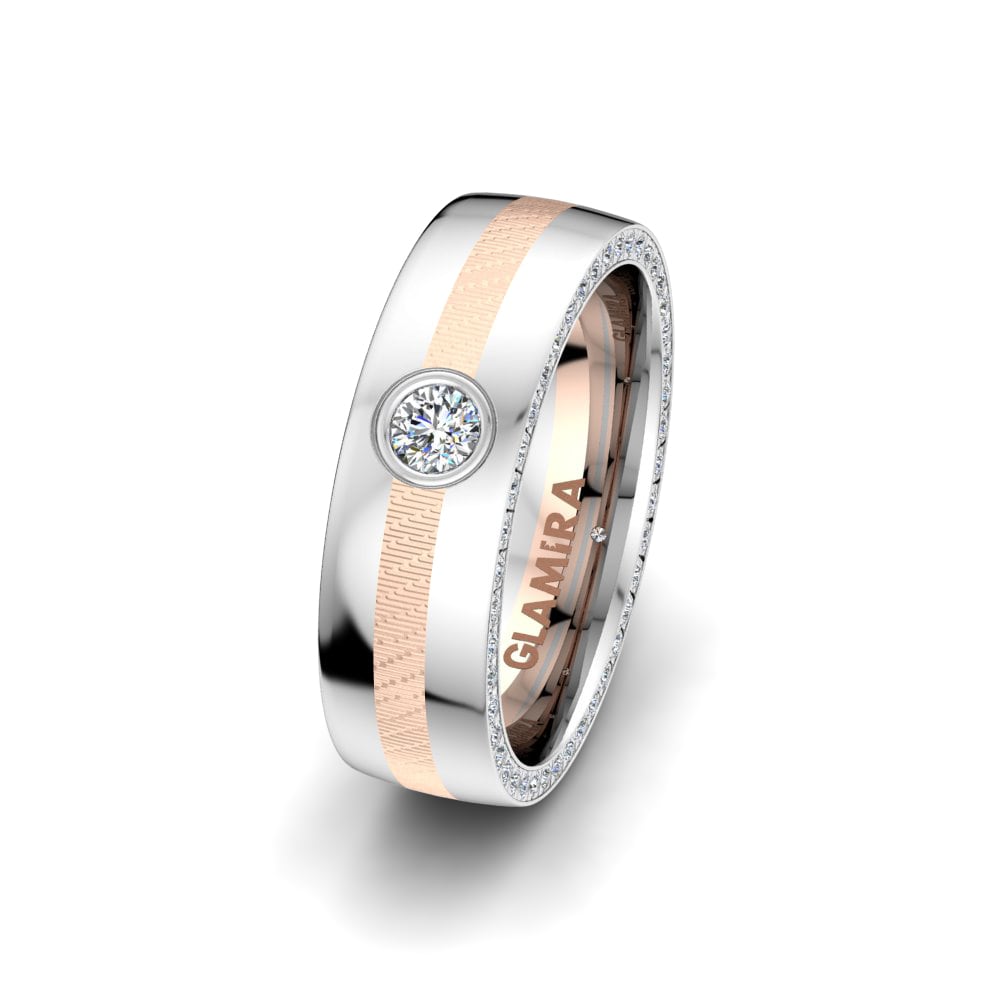 Or Rose & Blanc 14k Alliance pour femme Brilliant Dream 6 mm