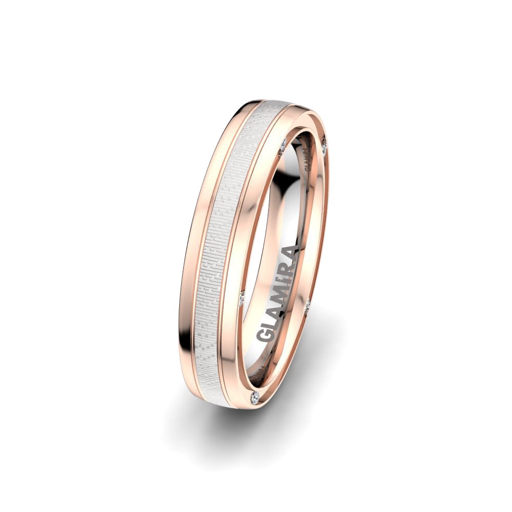 Or Rose & Blanc 14k Alliance pour femme Charming Line 4 mm