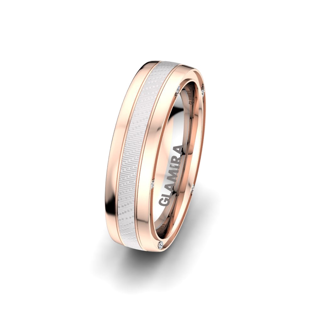 Or Rose & Blanc 14k Alliance pour femme Charming Line 5 mm