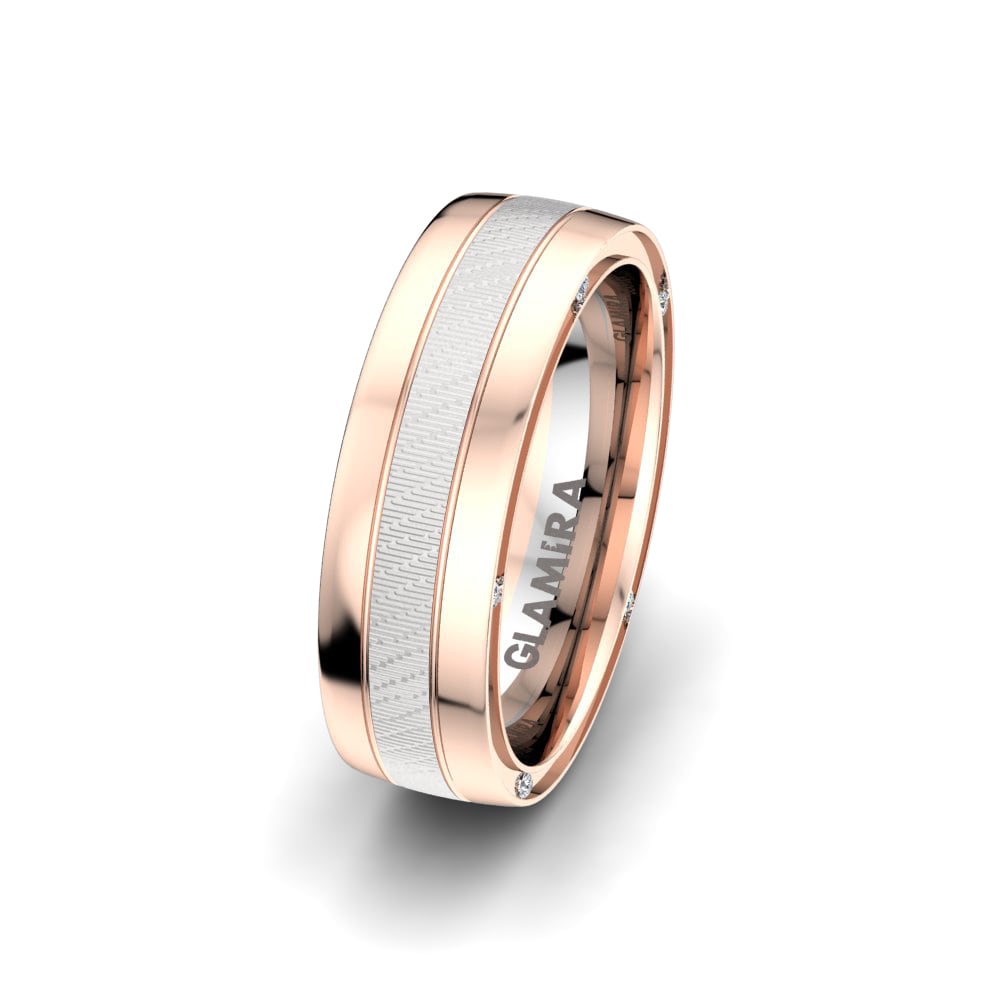 Or Rose & Blanc 14k Alliance pour femme Charming Line 6 mm