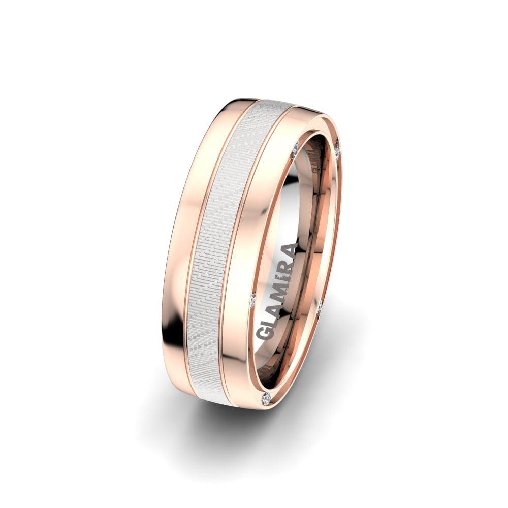 Anillo Boda Mujer Charming Line 6 mm 14k Oro Rosa/Blanco