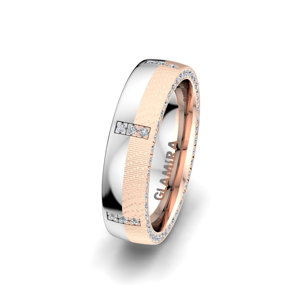 Anillo Boda Mujer Fever Desire 5 mm 18k Oro Rosa/Blanco