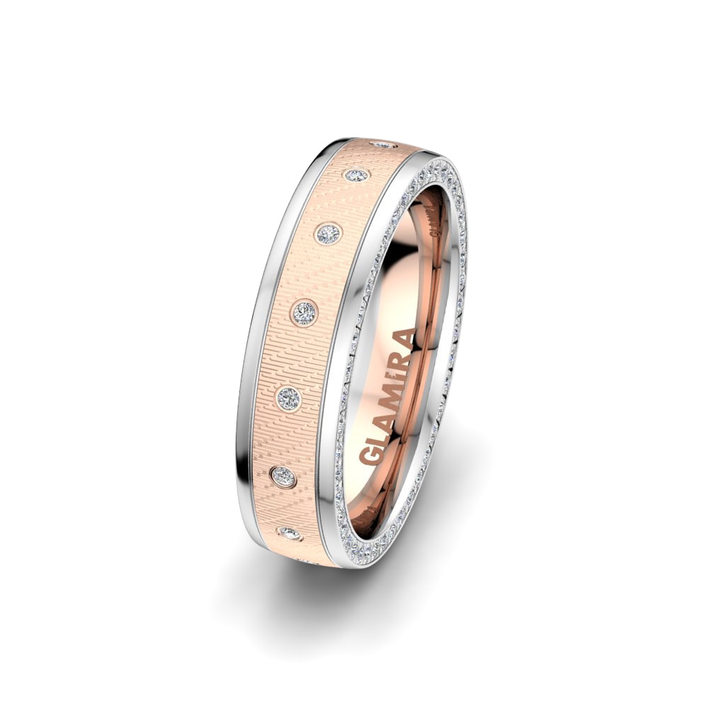 Anillo Boda Mujer Fever Life 5 mm 14k Oro Rosa & Blanco