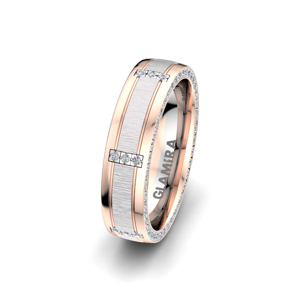 Or Rose & Blanc 14k Alliance pour femme Fever Line 5 mm