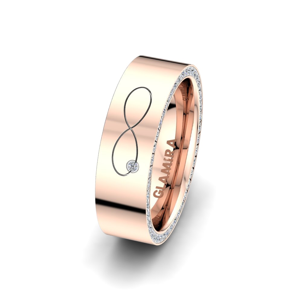 Or Rose & Blanc 14k Alliance pour femme Forever Love 6 mm