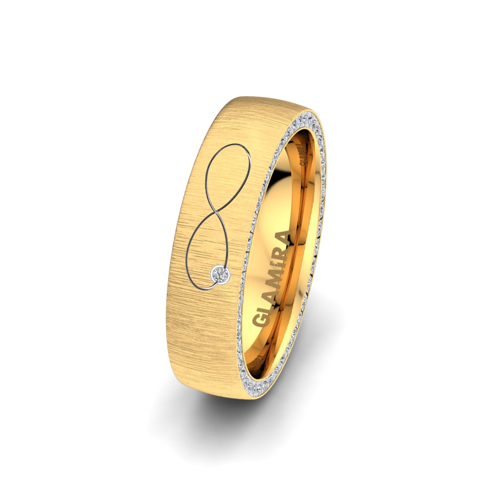 14k Oro Amarillo & Blanco Anillo de Pareja Forever Love 5 mm