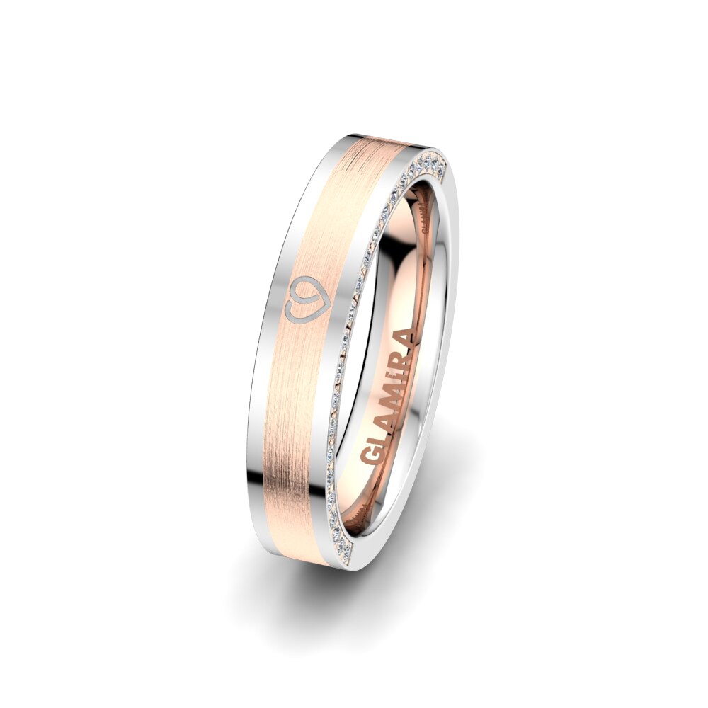 Or Rose & Blanc 14k Alliance pour femme Golden Heart 4 mm