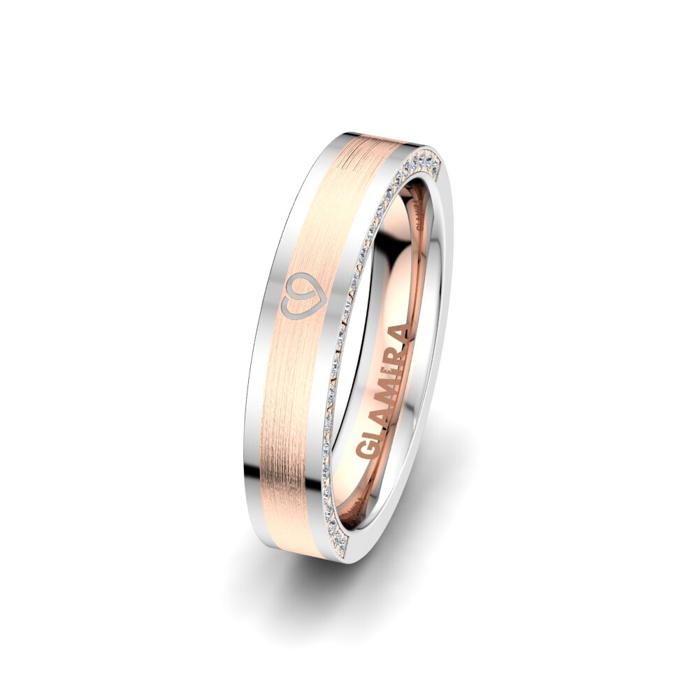 Anillo Boda Mujer Golden Heart 4 mm 18k Oro Rosa/Blanco