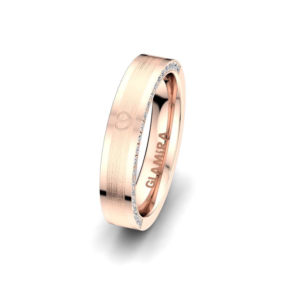 14ct Rose Gold Couple's Ring Golden Heart 4 mm