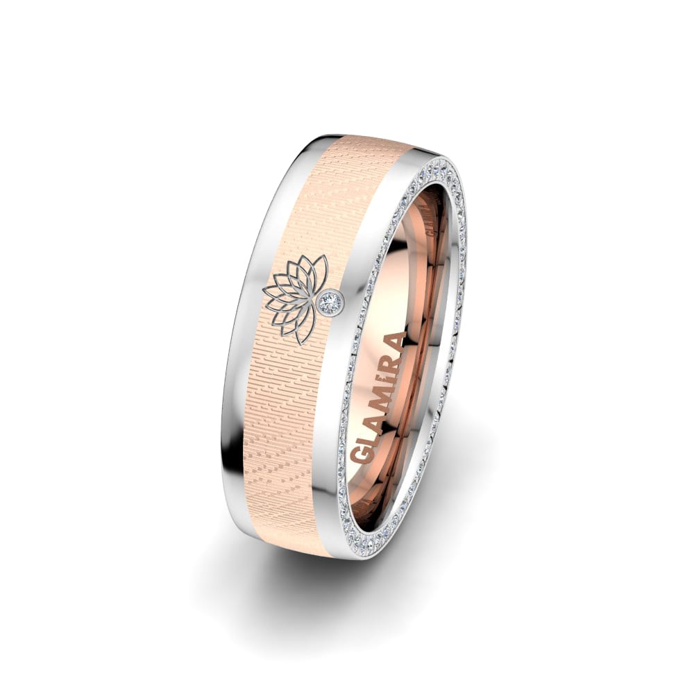 Or Rose & Blanc 14k Alliance pour femme Secret Lotus 6 mm