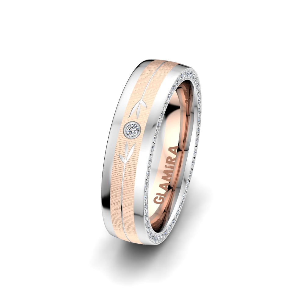 Or Rose & Blanc 14k Alliance pour femme Sensual Flower 5 mm