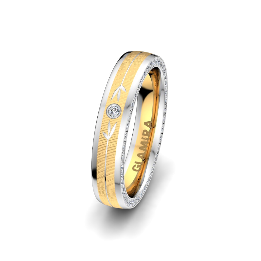 Exclusive Women’s Wedding Rings Women's Sensual Flower 4 mm 585 Yellow & White Gold Zirconia