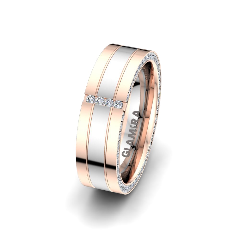 Or Rose & Blanc 14k Alliance pour femme Sensual Joy 6 mm